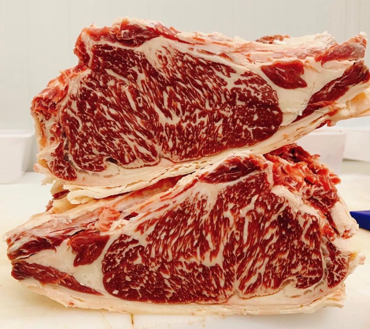 Cortes de carne maturada com marmoreado intenso no restaurante Fogo e Tradição